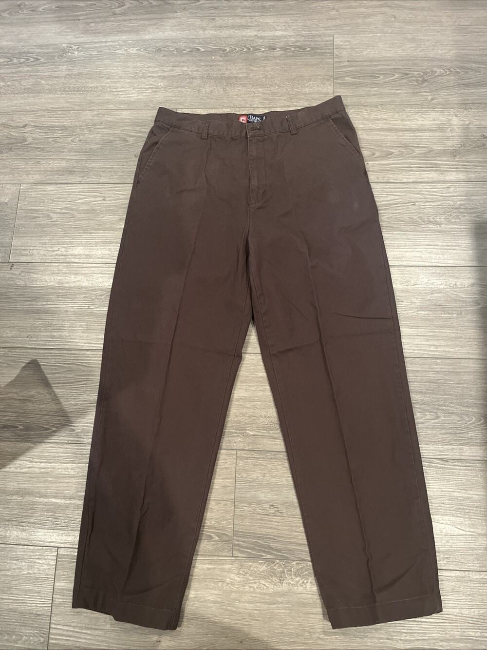Chaps Mitchell Pants 36x34 Flat Front Relaxed Fit Brown 2ply cotton tw